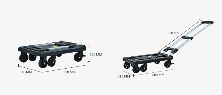 dimensions foldable platform truck