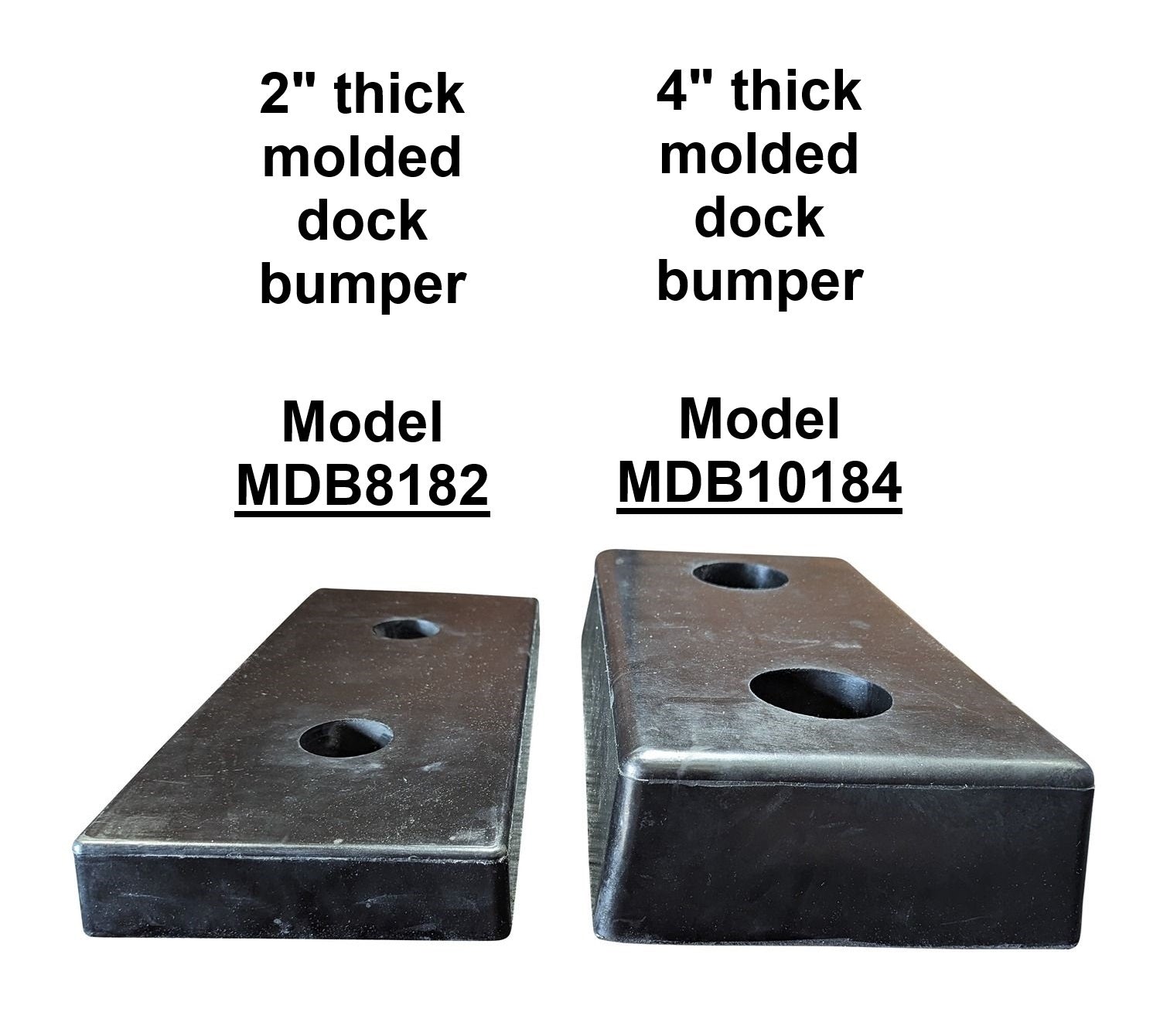 Molded dock bumper 4" compared to 2" model