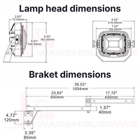 Industrial LED Dock & Shop Light, 40" Adjustable Arm, Hardware Included, 5-Year Warranty