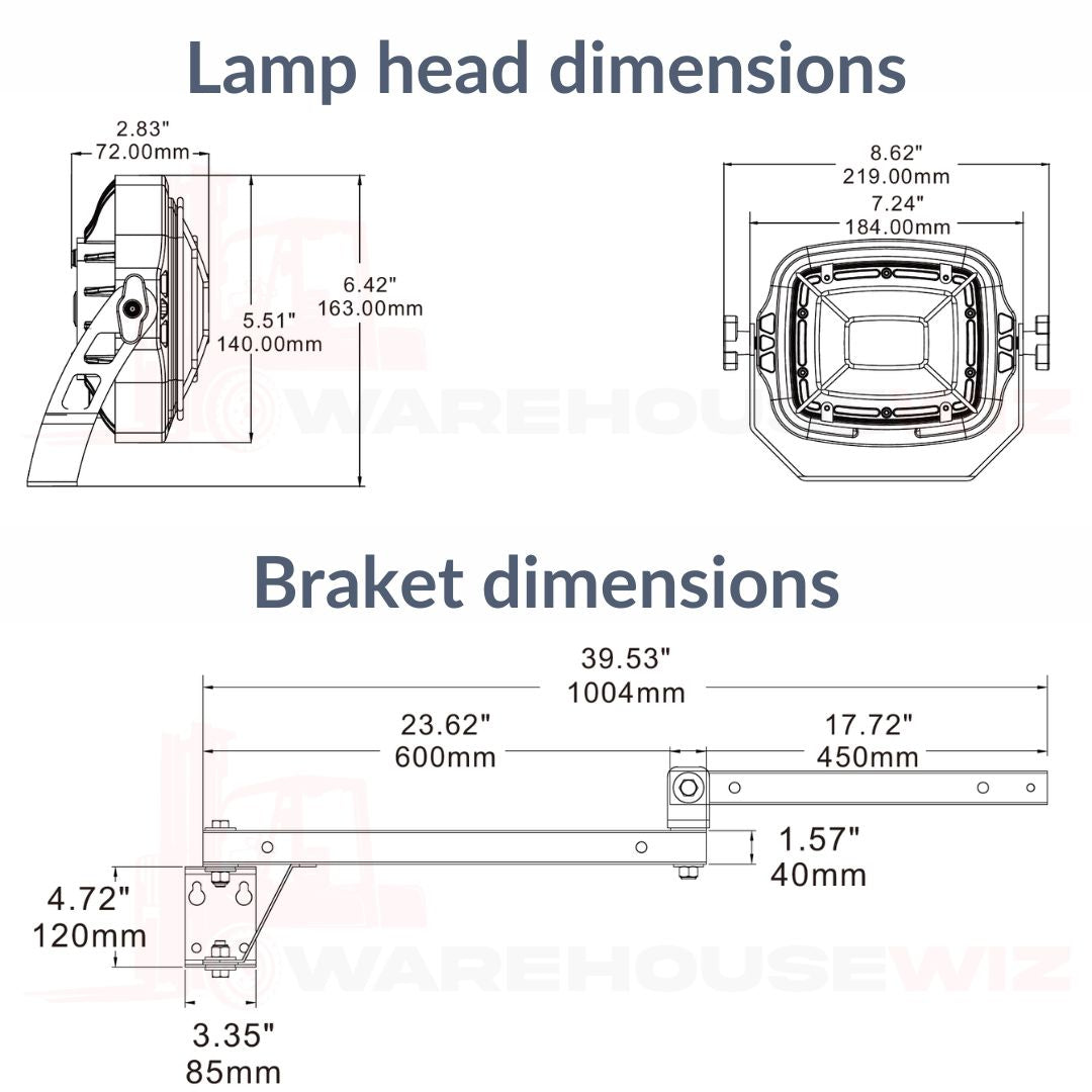 Loading dock light dimensions