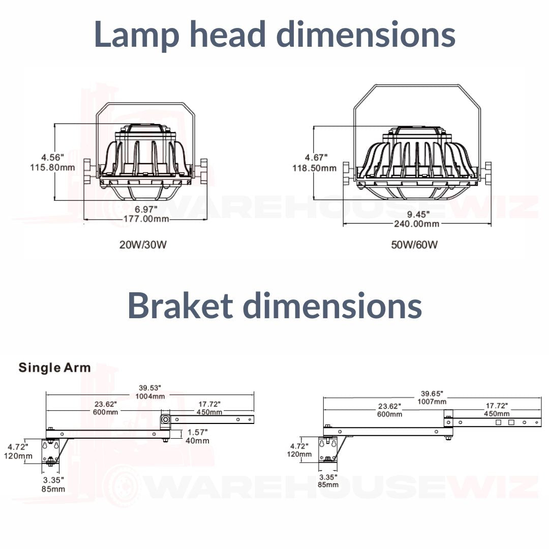 loading dock light dimensions